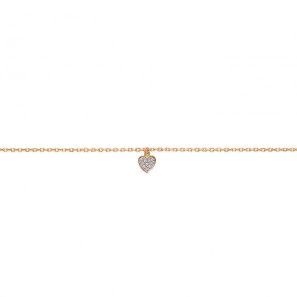 Bracelet de cheville en plaqu or avec Coeur Zircon