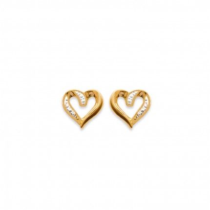 Boucles d'oreilles Coeur Bicolor Plaqu Or