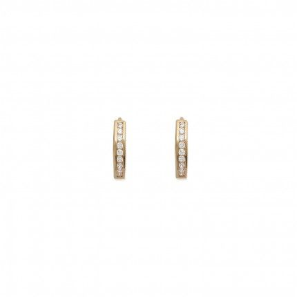 Boucles d'oreilles Croles 10 pierres Zircon Plaqu Or Diamtre 16mm