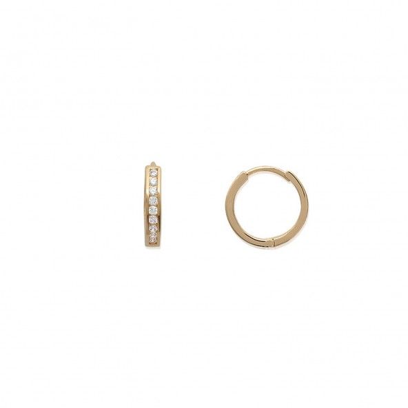 Gold plated Hoops with 10 Zirconium Stones Diameter 16mm