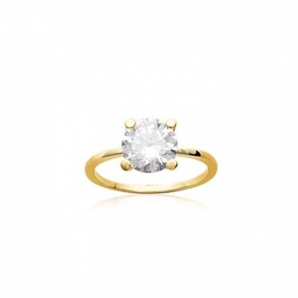 Ring Solitaire Zirconium 8mm Gold Plated