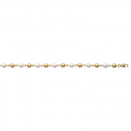 Bracelet with balls and pearls Gold Plated