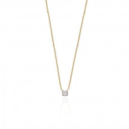 Extensible Zirconium Necklace 40 + 5 cm Gold Plated