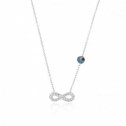 Extensible Zirconium Necklace Infinity 40 + 5 cm 925/1000 Silver