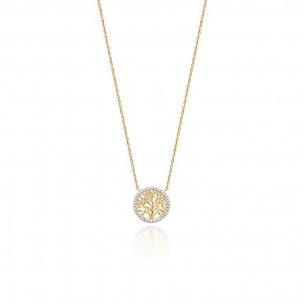 Extensible Necklace Tree of Life 40 + 5 cm Zirconium Gold Plated