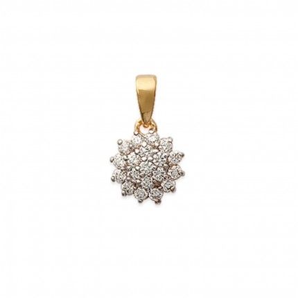 Pendentif avec Fleur Zircon Plaqu Or