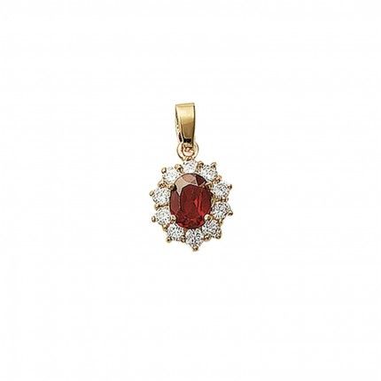 Pendentif avec Pierre Zircon Rouge Plaqu Or