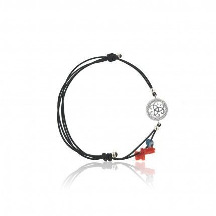 MJ Silk Thread Bracelet Friendship Symbol Zirconium 925/1000 Silver