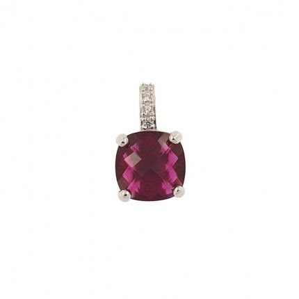 Pendant Solitaire Silver 925/1000 with Pink Zirconium 6mm