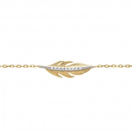 Pulseira Pluma com Zircnia Plaqueado Ouro