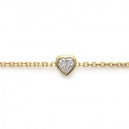 Bracelet with Zirconium Heart Gold Plated