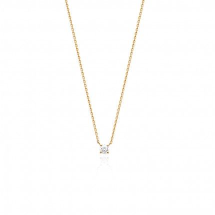 Extensible Necklace 40 + 5 cm Zirconium Solitaire Gold Plated