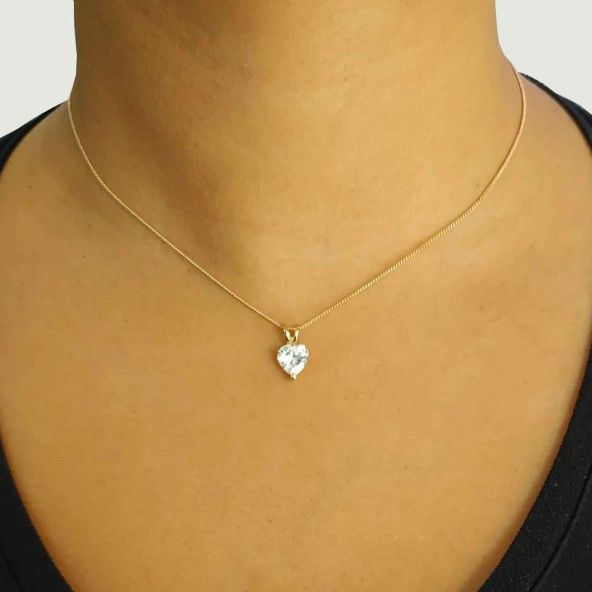 Pendentif Coeur Zircon Plaqu Or