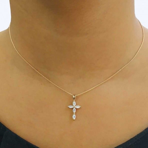 Pendentif Croix Zircon Plaqu Or