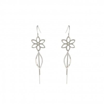 Boucles d'oreilles Pendantes Fleur Argent 925/1000