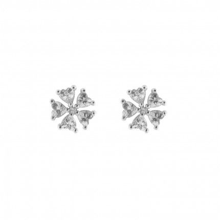 Boucles d'oreilles Pendantes Fleur Argent 925/1000 Zircon