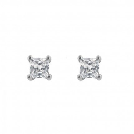 MJ Earrings 925/1000 Silver 4 mm Zirconium