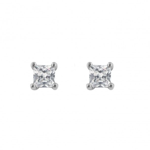 Boucles d'Oreilles Solitaire 4 mm Argent 925/1000