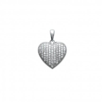 925/1000 Silver Heart Zirconium Pendent