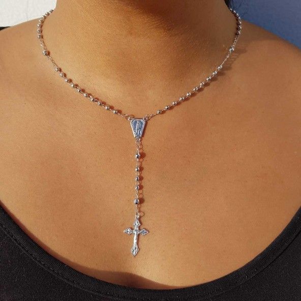 925/1000 Silver Rhodium Rosary