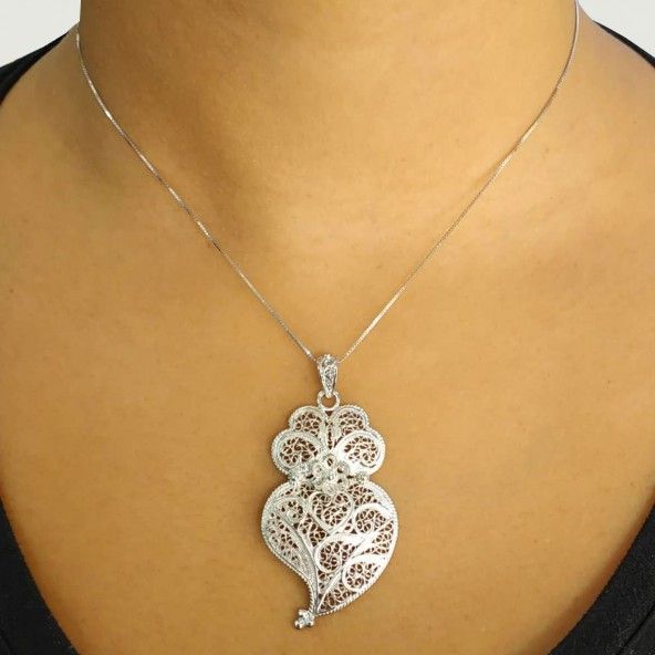 925/1000 Silver Pendant Viana Heart 4,7 cm