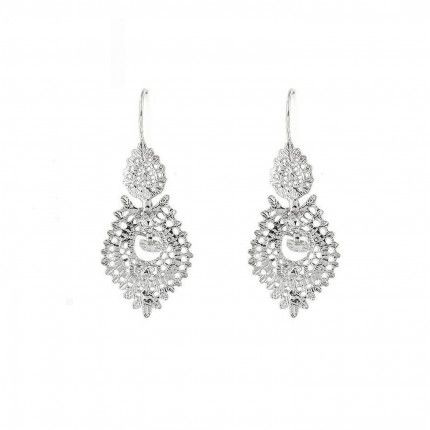 Boucles d'Oreilles Rainha 3,7 cm Argent 925/1000 Vieilli