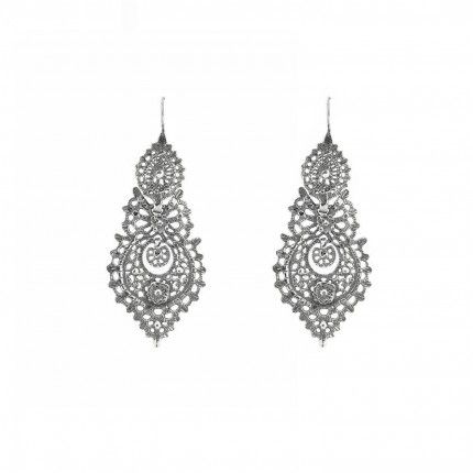 Boucles d'Oreilles Rainha 5,8 cm Argent 925/1000 Vieilli