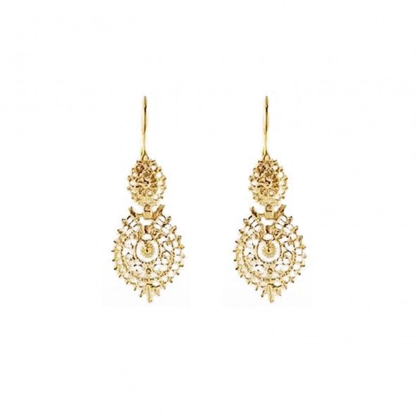 925/1000 Golden Silver Rainha Earrings  2,4 cm