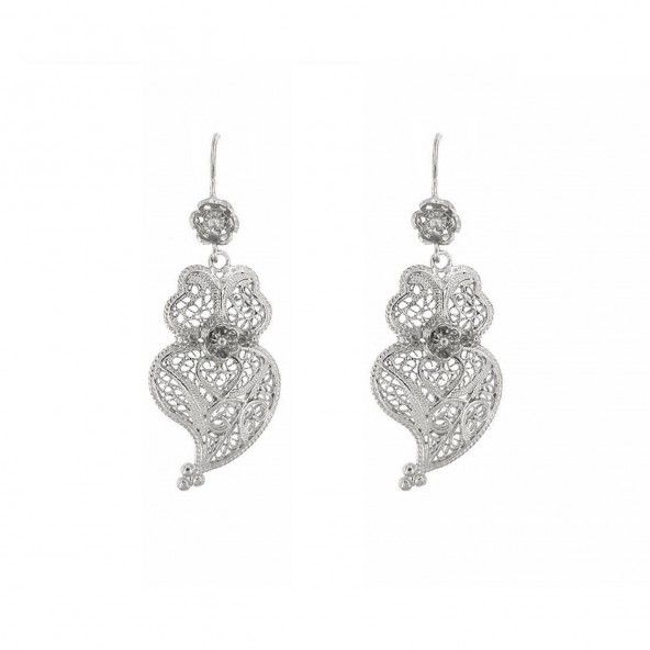 Boucles d'Oreilles Coeur de Viana 4 cm Argent 925/1000