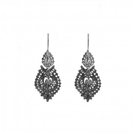 Boucles d'Oreilles Rainha 3,7 cm Argent 925/1000 Vieilli