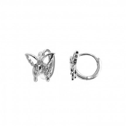 Butterfly Silver 925/1000 Hoops Zirconium 1,4 cm