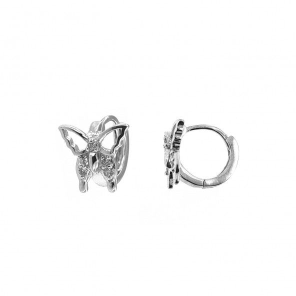 Butterfly Silver 925/1000 Hoops Zirconium 1,4 cm