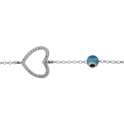 Bracelet Amulette Argent 925/1000 avec Ligne Coeur