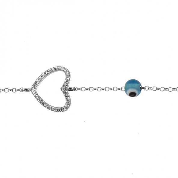 Bracelet Amulette Argent 925/1000 avec Ligne Coeur