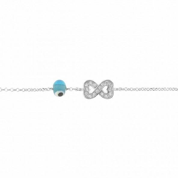 Bracelet Amulette Argent 925/1000 avec Coeurs infinis