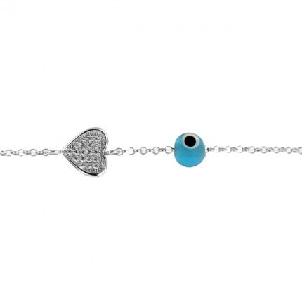 Bracelet Amulette Argent 925/1000 avec Coeur