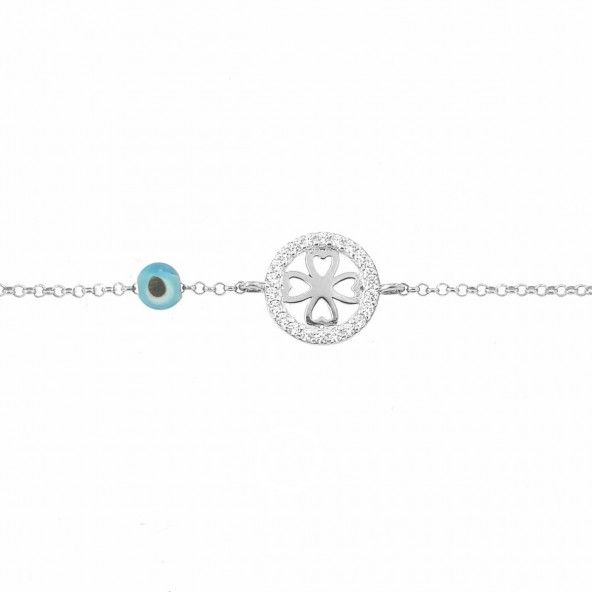 Bracelet Amulette Argent 925/1000 Trfle  Quatres Feuilles