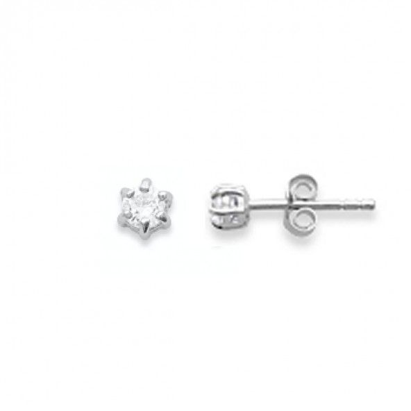 Solitaire Earrings 925/1000 Silver With 3mm Zirconium