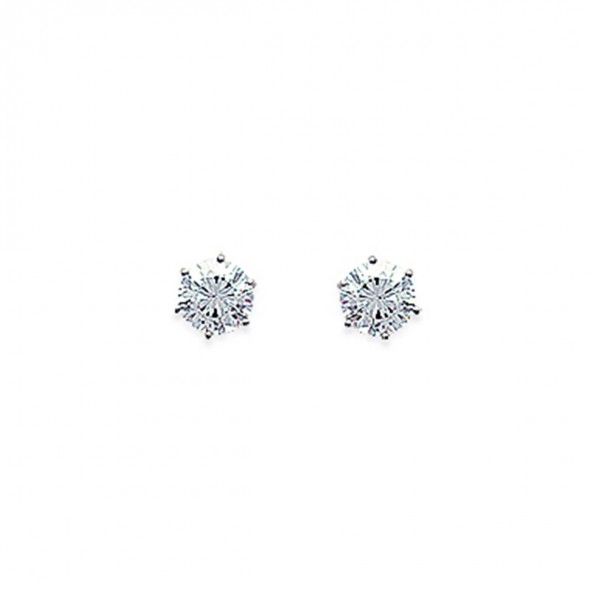 Solitaire Earrings 925/1000 Silver With 4mm Zirconium