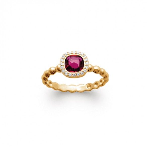 Gold Plated Solitary Ring with Pink Zirconium and Small White's 9mm.