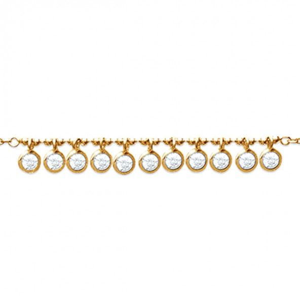 Gold Plated Chain 40cm / 42cm / 45cm with many round white Zirconia with 4mm.