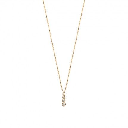 Collier Plaqu Or Extensible avec mdaille 5 Pierres Zirconium 19 mm