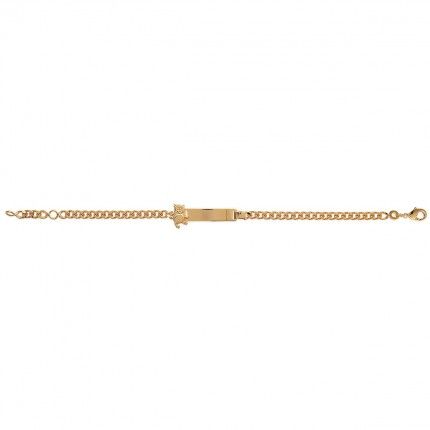 Pulseira Plaqueado a Ouro com chapa e Urso, 6mm-23mm/14cm-16cm.