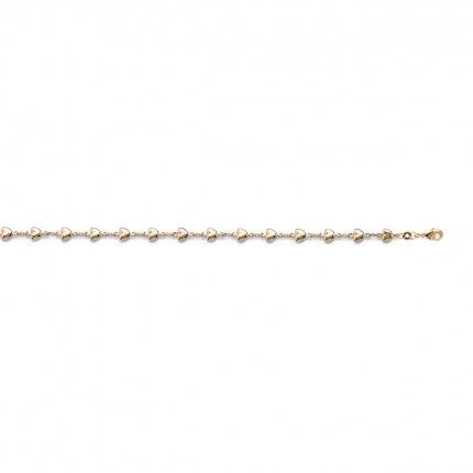 Gold Plated Bracelet with Hearts 6mm, 18cm.