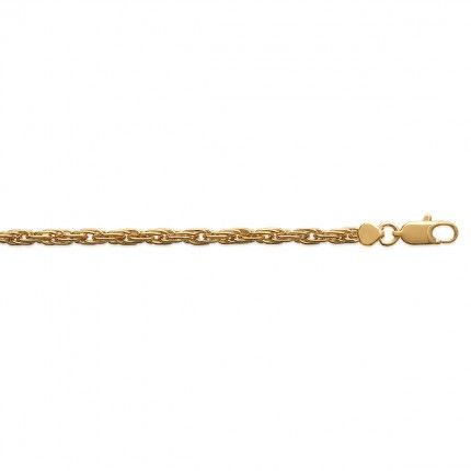Gold Plated Bracelet Rope Mesh 3mm, 18cm.
