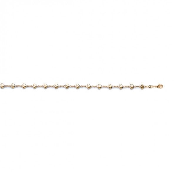 Gold Plated Bracelet with Hearts 6mm, 18cm.