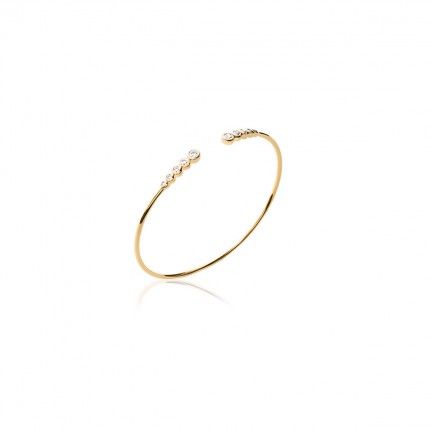 Gold Plated Rigid Bracelet with Opening and Zirconia 4mm, 56mm.