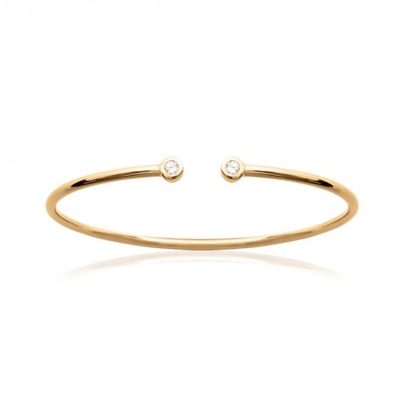 Gold Plated Rigid Bracelet with Opening and Zirconia 4mm, 56mm.