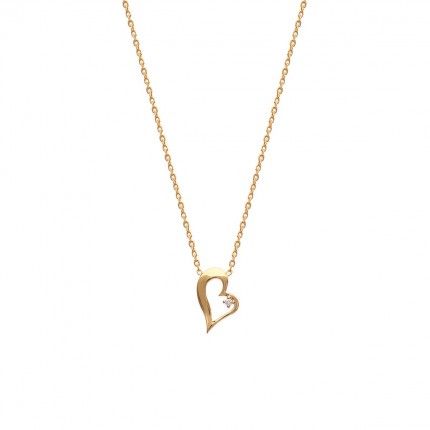 Collier avec pendentif Coeur Zirconium 13mm Plaqu Or 40cm/42cm/45cm