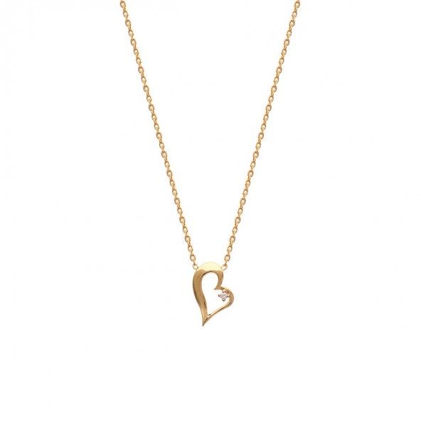 Collier avec pendentif Coeur Zirconium 13mm Plaqu Or 40cm/42cm/45cm